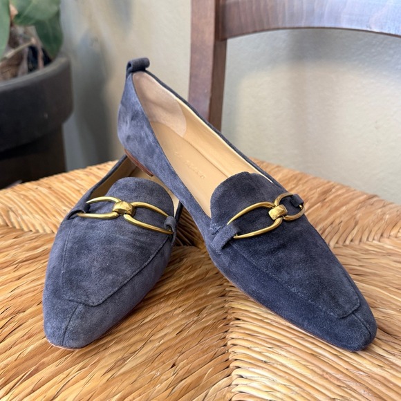 Veronica Beard Shoes - Veronica Beard Suede Horsebit Loafers Navy Blue Pointed Toe Womens 8M